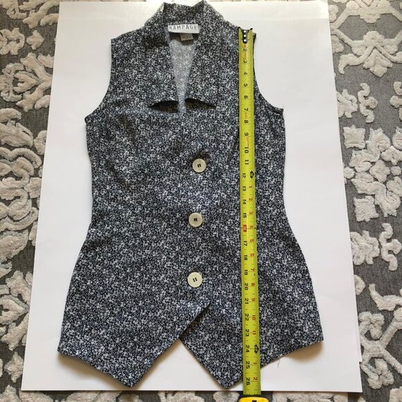 Rampage, Vintage, black & white, sleeveless, wrap, buttoned blouse, Size: 3? - Picture 7 of 8